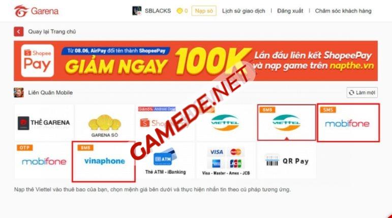 nap the lien quan top trang nap uy tin 4 gamede net 1 Gamede.net - Trang thông tin Game Nhanh